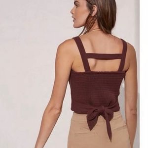Anthropologie Brown Bow  Crop Top Size S